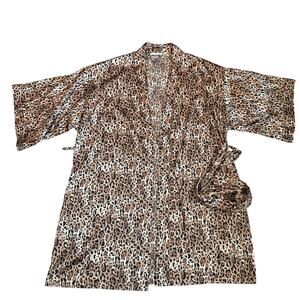 Victoria's Secret Leopard Print, Satin, Flared Quartered Sleeves, Short Robe-M/L